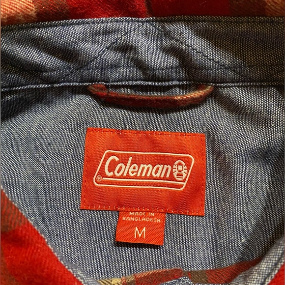 NWOT COLEMAN MENS LONG SLEEVE FLANNEL SHIRT SIZE MEDIUM IN RED/BROWN - Picture 6 of 6